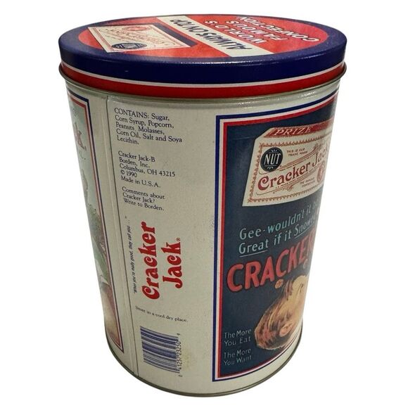Cracker Jack Popcorn Retro Tin Vintage 1990 8"×6" - Picture 3 of 8